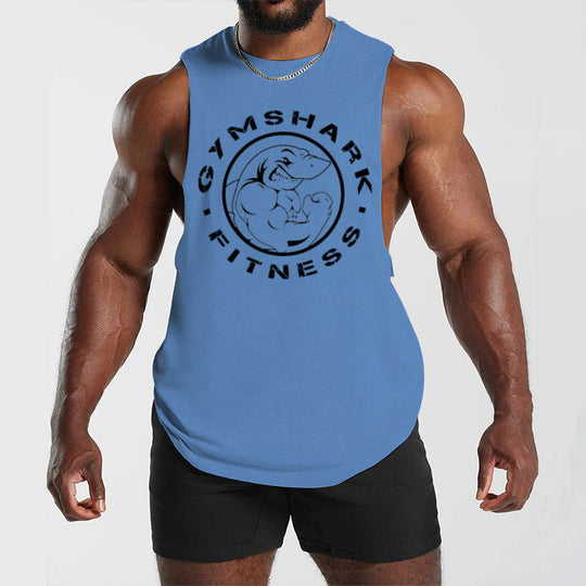 Herren nan ärmelloses Muskelshirt mit extra tiefen Armöffnungen und großem Logodruck R&B