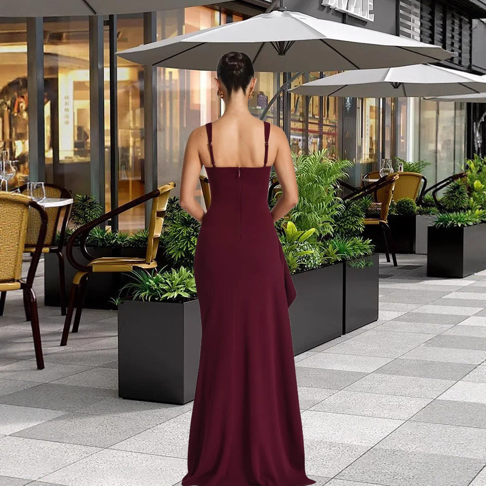 Damen Figurbetontes Jerseyabendkleid mit asymmetrischem Schlitz und Spaghetti-Trägern R&B