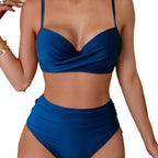 Damen Hochgeschnittener Bikini mit elegantem Wickeloberteil R&B