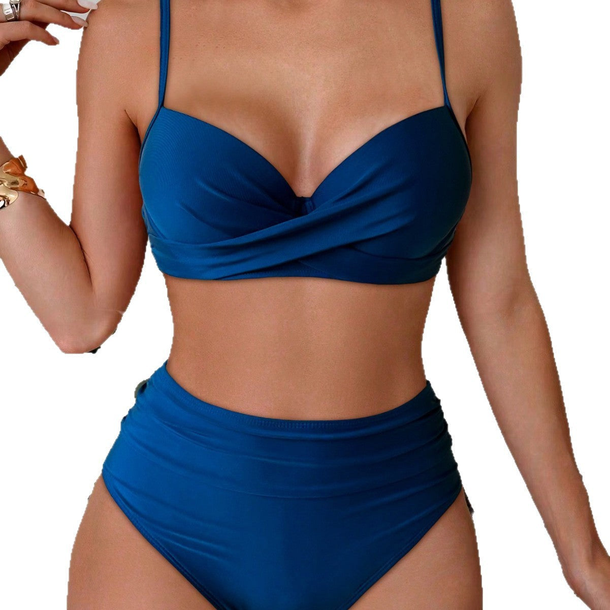 Damen Hochgeschnittener Bikini mit elegantem Wickeloberteil R&B