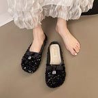 Damen Glitzernde Ballerinas mit Schleifenakzent