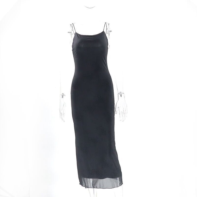 Damen Satin Maxikleid mit feinen Spaghetti-Trägern und elegantem Schnitt R&B