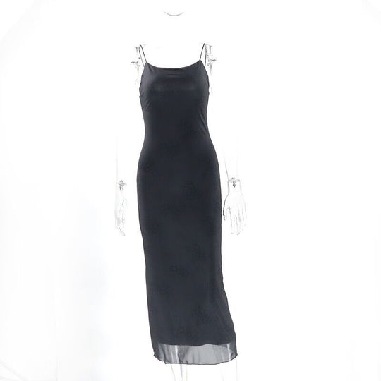 Damen Satin Maxikleid mit feinen Spaghetti-Trägern und elegantem Schnitt R&B