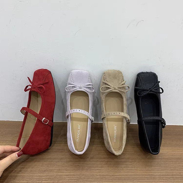 Damen elegante Ballerinas mit dekorativen Schleifen und komfortablem Riemchen R&B