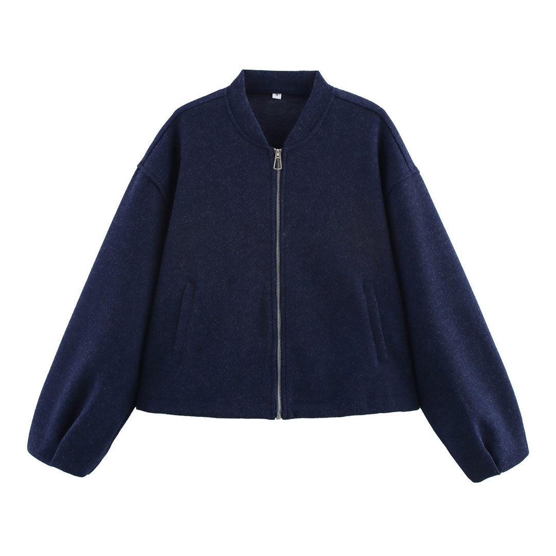 Damen lässige Übergangsjacke mit Stehkragen und asymmetrischem Schnitt R&B