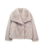 R&B | Embrace Cropped Große Revers Plüschjacke