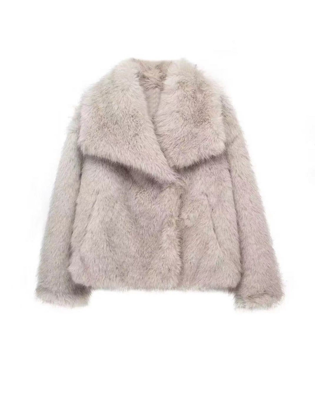 R&B | Embrace Cropped Große Revers Plüschjacke