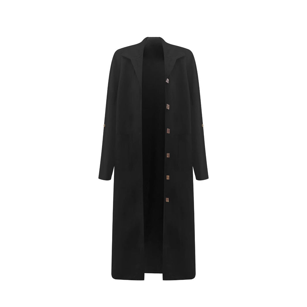Damen Oversized Mantel mit klassischem Revers und Knopfdetails R&B