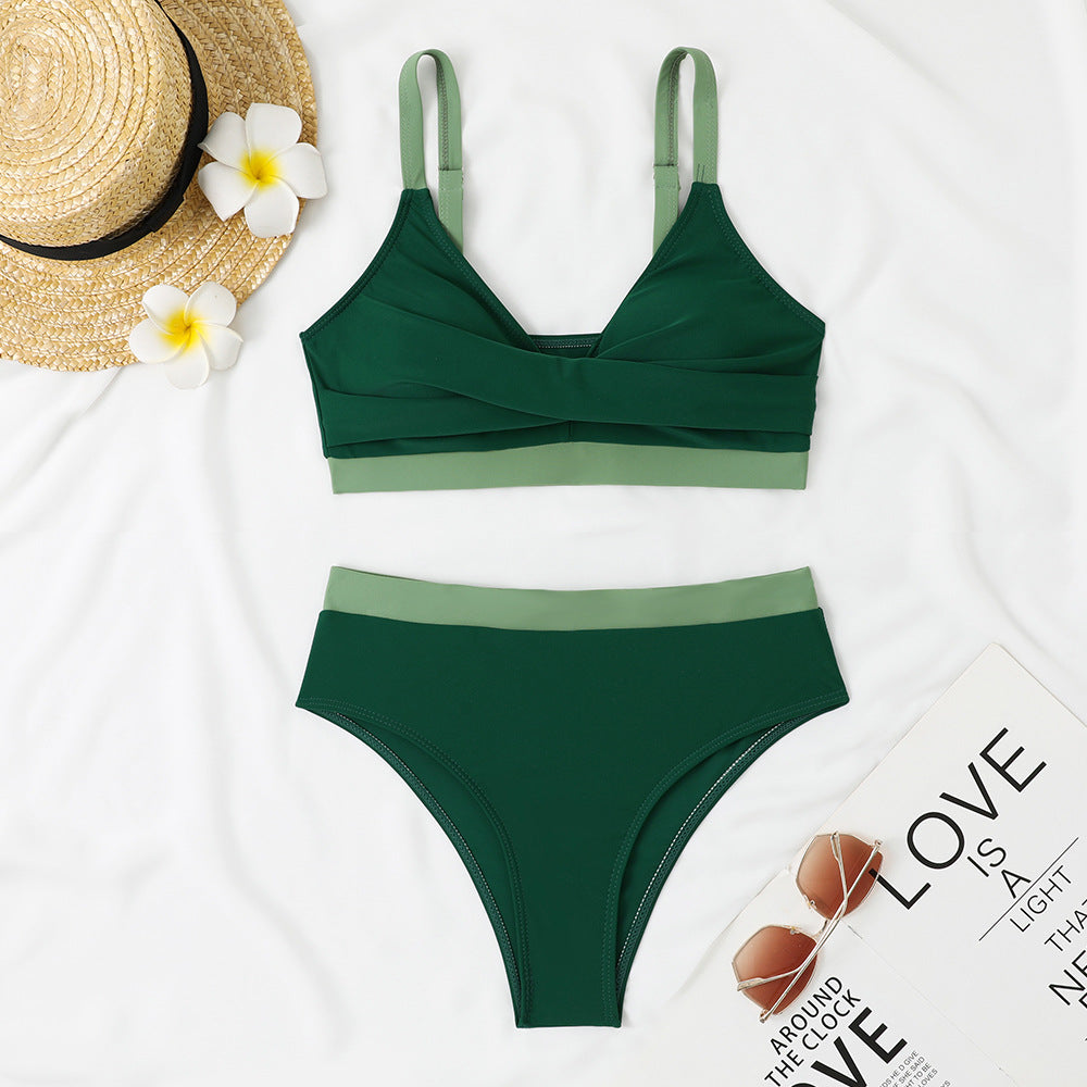 Damen Bikini-Set mit innovativem Wickeloberteil und hohem Taillenbund R&B