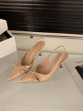 Damen elegante Slingback-Pumps mit Schleifenakzent R&B