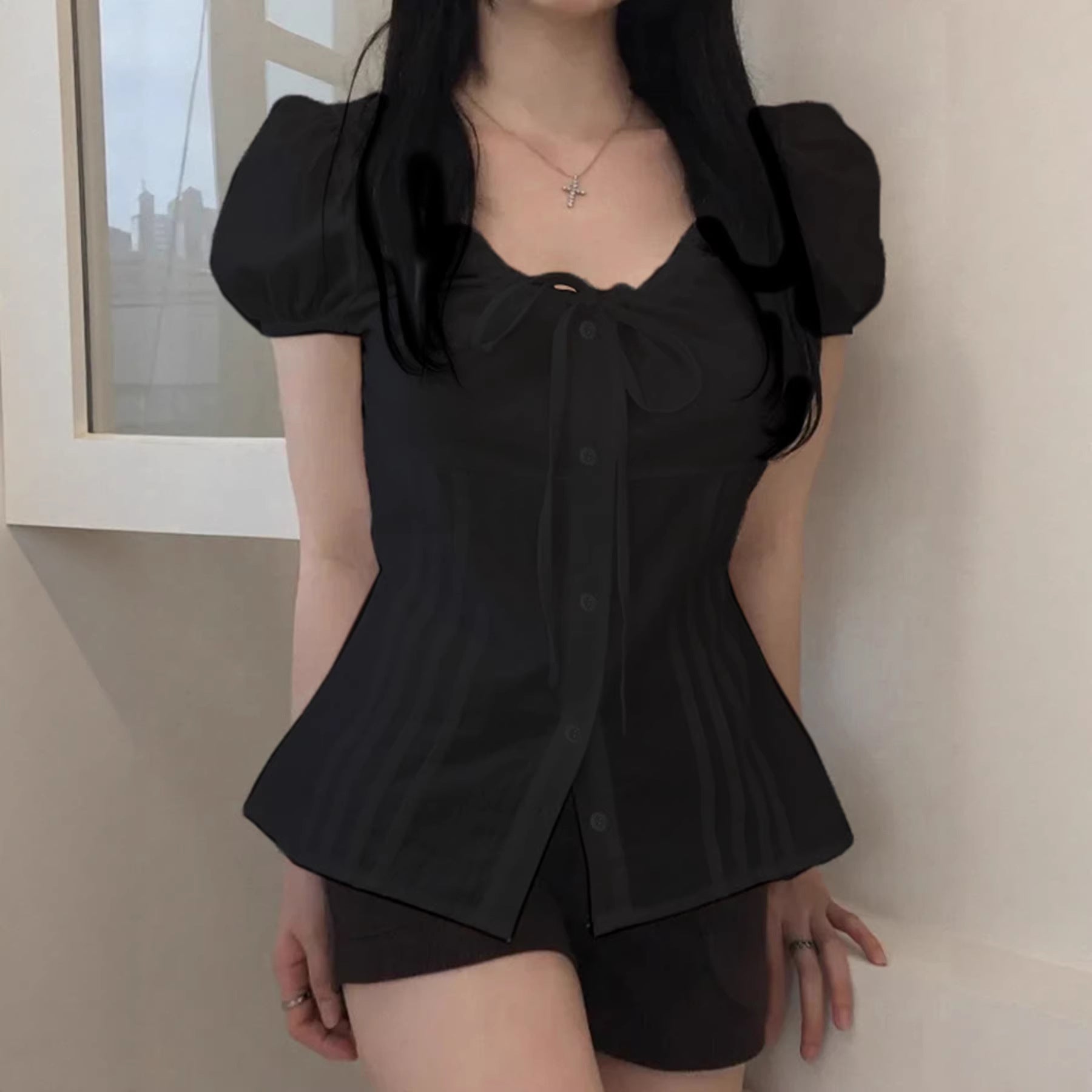 Damen Elegantes Blusenoberteil mit Rüschendetails und taillierter Silhouette R&B