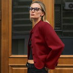 Damen Modische Jacke mit hochgeschlossenem Kragen und Knopfdetails R&B