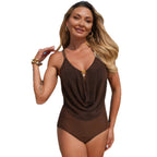 Damen Modischer Badeanzug mit dekorativem Wickeldetail R&B