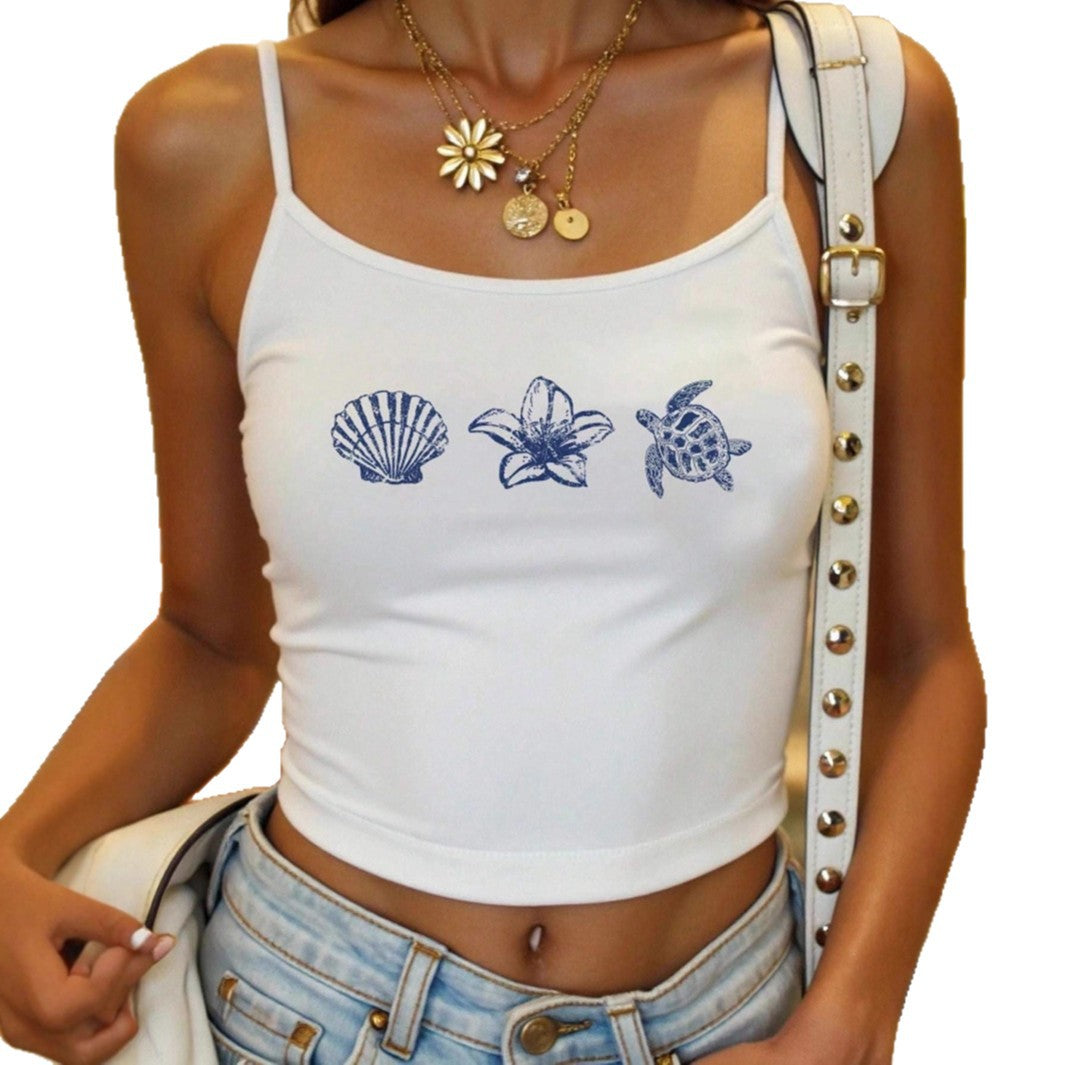 Damen Crop-Top mit maritimen Motiven und figurbetontem Schnitt R&B