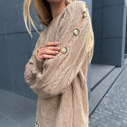 Damen Pullover mit Kabelstrickmuster und lässigem Schnitt R&B
