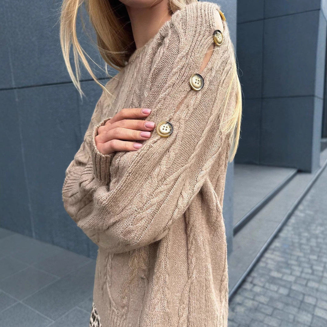 Damen Pullover mit Kabelstrickmuster und lässigem Schnitt R&B