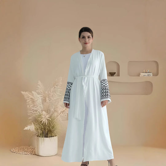 Damen Elegante Kaftan-Jacke mit dekorativen Ärmeln und Gürtel R&B