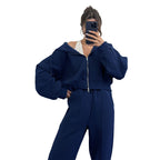 Damen oversized Kapuzenjacke mit hochwertigem Reißverschluss R&B