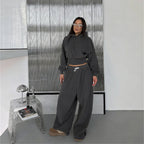 Damen Crop-Hoodie und Jogginghose Set R&B