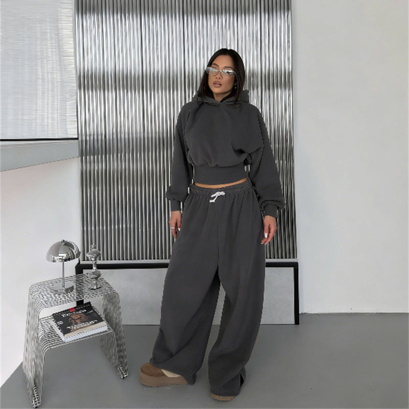 Damen Crop-Hoodie und Jogginghose Set R&B