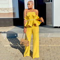 Damen Peplum Jumpsuit mit elegantem Oberteil und weiten Beinen R&B
