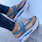 Damen Plateau-Riemensandalen mit verstellbarem Riemen und flexibler Sohle R&B