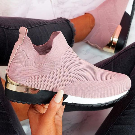 Damen sportliche Slip-On Sneakers mit innovativem Strickdesign R&B