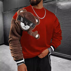 Herren Sweatshirt mit plüschiger Bärenapplikation