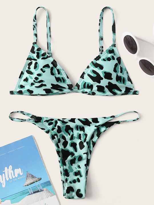 Damen Triangel-Bikini mit aufregendem Leoparden-Design R&B