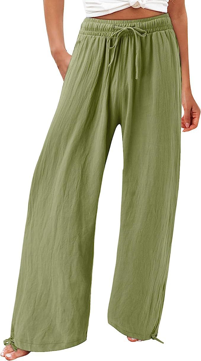 Damen lässige weit geschnittene Sommerhose mit elastischem Bund und praktischen Seitentaschen R&B