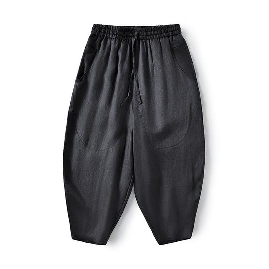 Damen Locker geschnittene Leinenhose mit elastischem Bund R&B