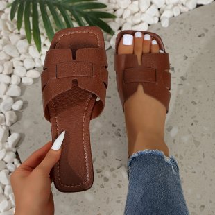 Damen Bequeme Slide-Sandalen mit trendigem Querriemen R&B