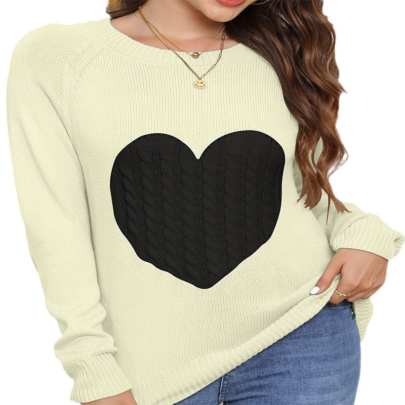 Damen Strickpullover mit Herzdesign und feiner Struktur R&B