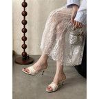 Damen High Heel Sandaletten mit zierlichen Spitzenverzierungen R&B