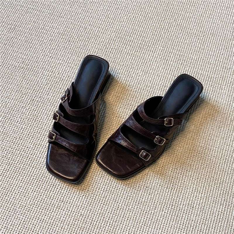 Damen modische Slingback Sandalen mit dekorativen Riemen und eleganten Schnallen R&B