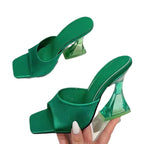 Damen Offene High Heel Sandalen mit transparentem Blockabsatz R&B