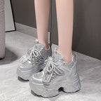 Damen High-Top Sneakers mit glitzernden Akzenten und robustem Profil