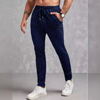 Herren moderne Lounge-Hose mit elastischem Bund und dekorativen Streifen R&B