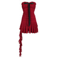 Damen elegantes Wickelkleid mit voluminösen Rüschendetails und Taillenband R&B