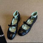Damen Ballerinas mit dekorativem Strickbund und eleganten Schleifen