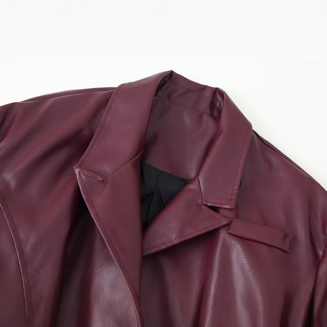Damen Elegante Kunstlederjacke R&B