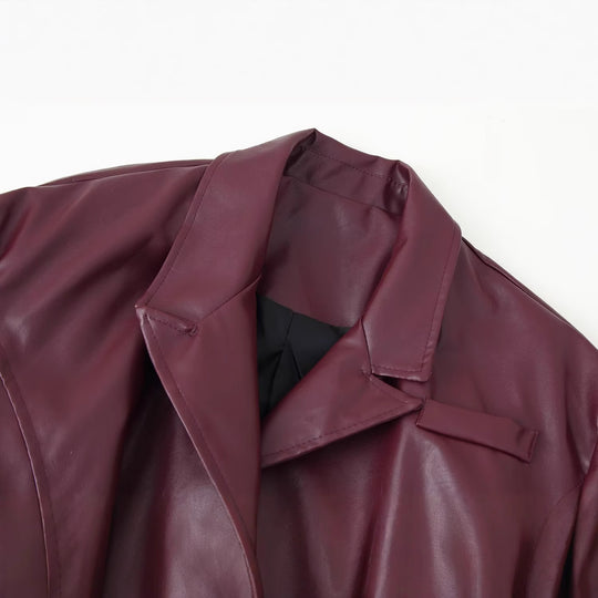 Damen Elegante Kunstlederjacke R&B