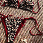 Damen Triangel-Bikini-Set mit verstellbaren Bändern und tierisch inspiriertem Design R&B