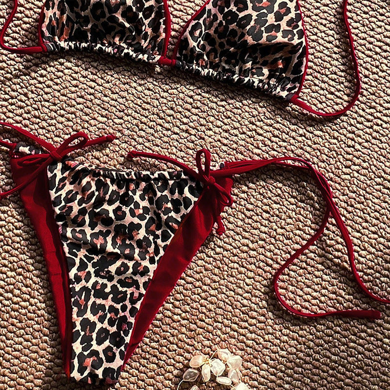 Damen Triangel-Bikini-Set mit verstellbaren Bändern und tierisch inspiriertem Design R&B