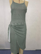 Damen Wickelkleid mit auffälligem Streifenmuster und taillierter Silhouette R&B