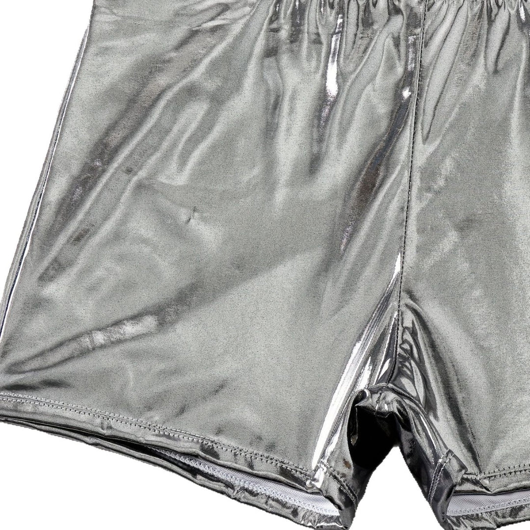 Damen Bikini-Set mit floralem Oberteil und hochglänzenden Shorts R&B