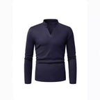 Herren Langarmshirt mit modernem Stehkragen und strukturiertem Design