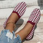 Damen Komfortable Slip-On Mokassins mit trendigem Hahnentrittmuster R&B