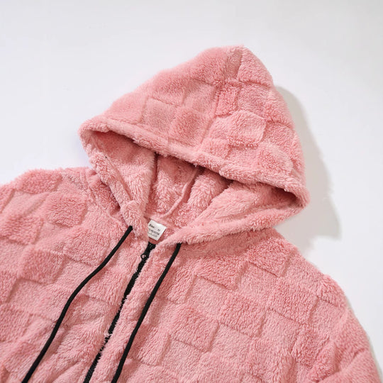 Damen Flauschige Fleecejacke mit Kapuze R&B