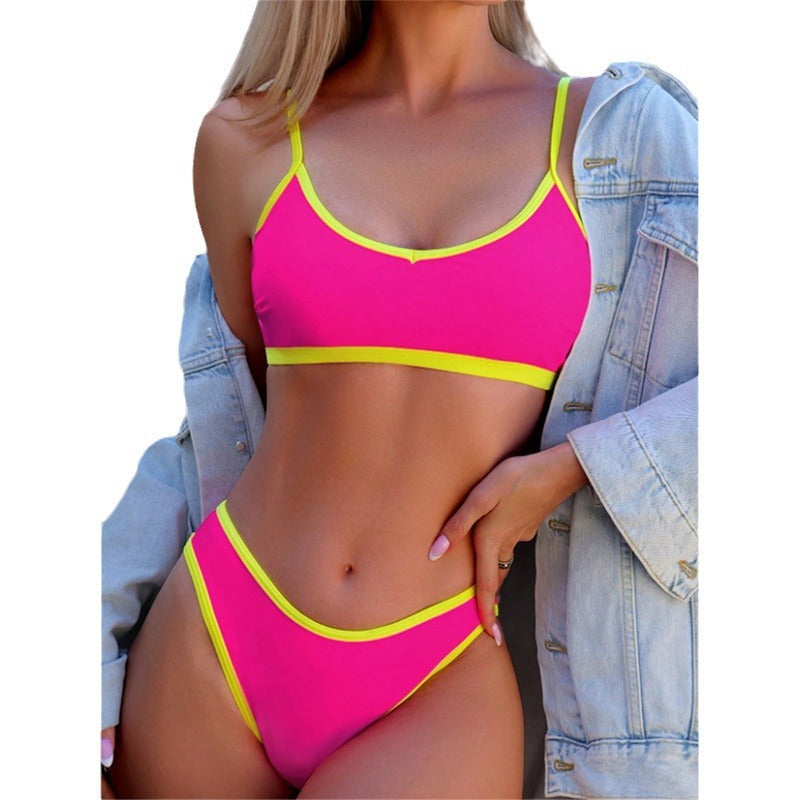Damen Triangel-Bikini mit elastischem Bund und stylischem Kontrast R&B